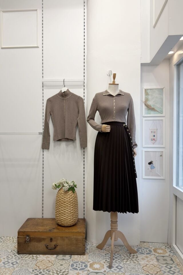 Kahverengi Piliseli Edith Anvelop Etek