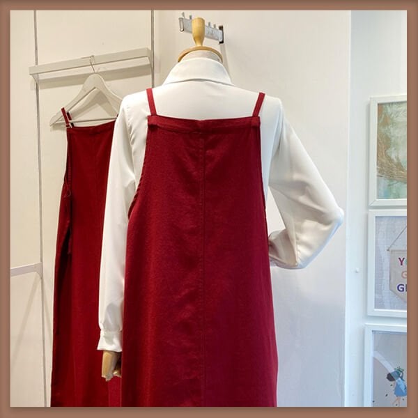 Bordo İnce Gabardin Askı Detaylı Jile