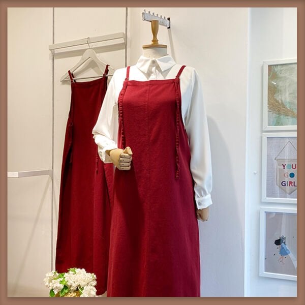 Bordo İnce Gabardin Askı Detaylı Jile