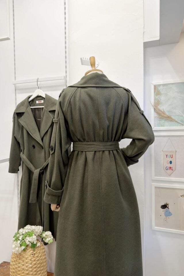 Haki Yeşili Harriet Kaşe Kaban