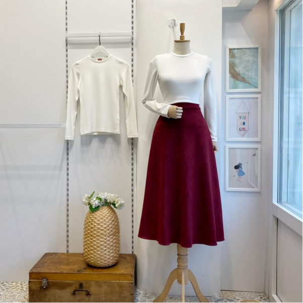 Bordo Kloş Model Süet Etek