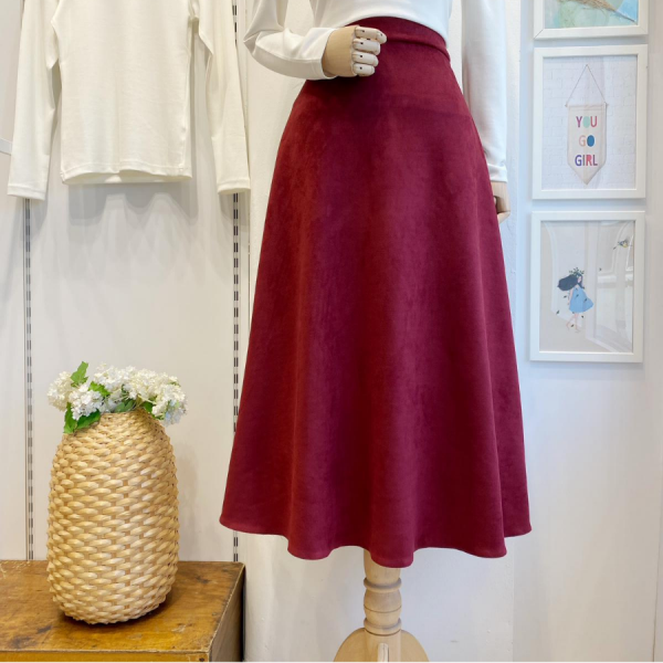 Bordo Kloş Model Süet Etek