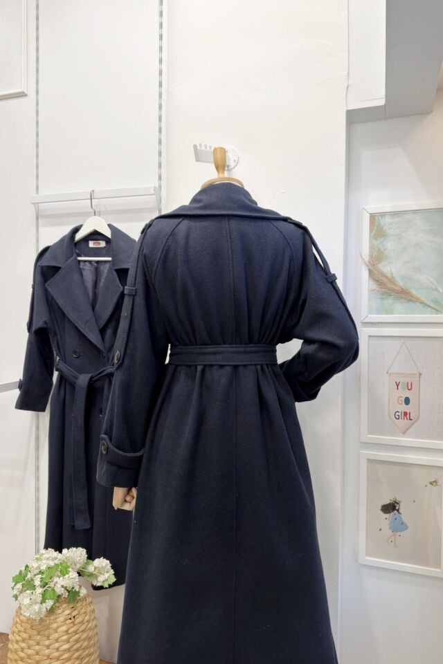 Lacivert Harriet Kaşe Kaban