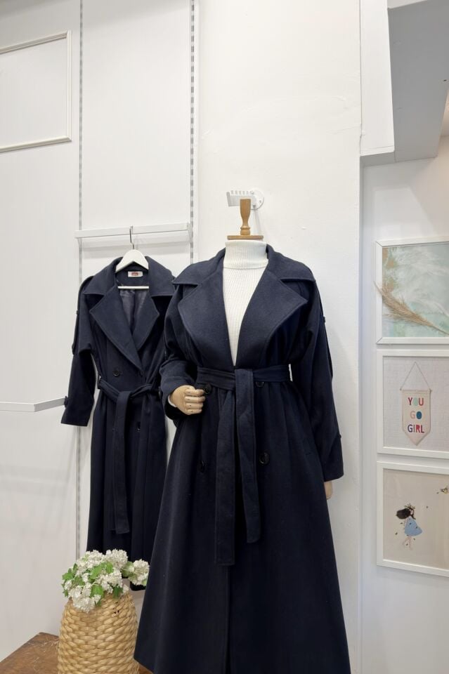 Lacivert Harriet Kaşe Kaban