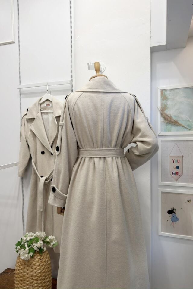 Krem Harriet Kaşe Kaban