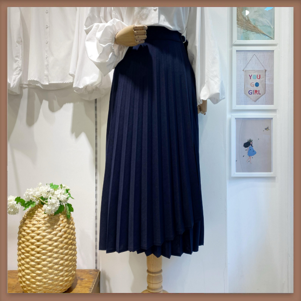 Lacivert Piliseli Anvelop Etek