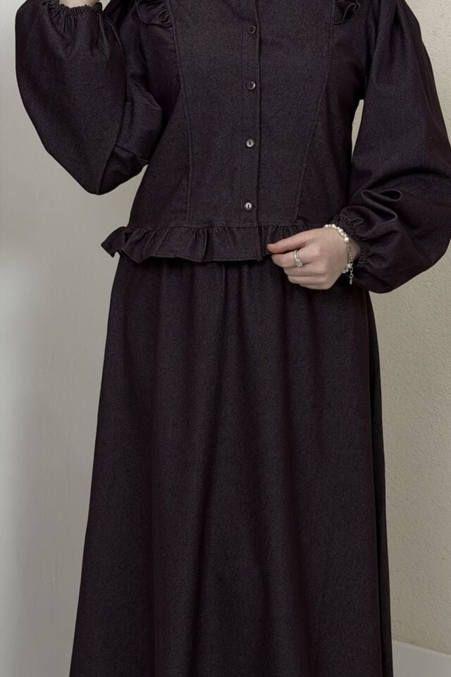 Mürdüm Fırfırlı Fiora Kot Takım