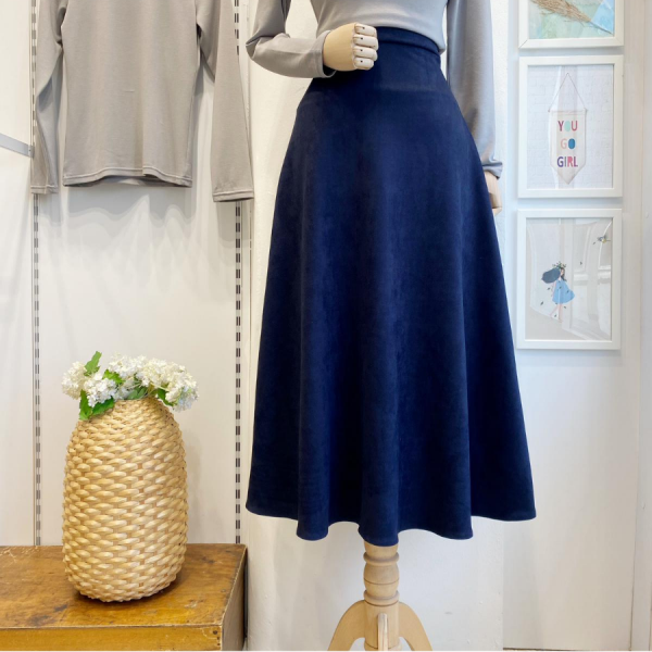 Lacivert Kloş Model Süet Etek