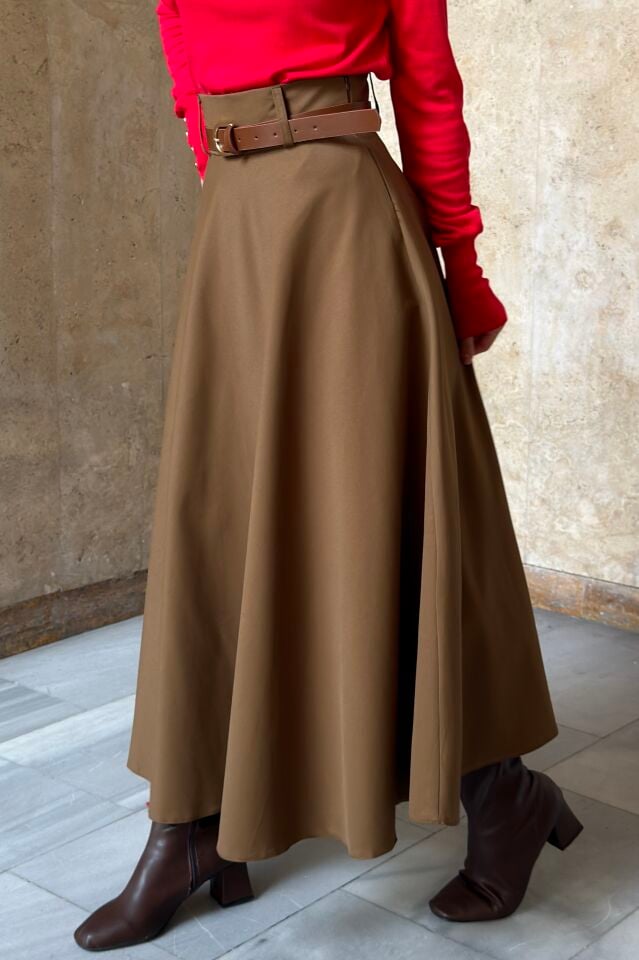 Hardal Gabardin Kumaş Kloş Etek