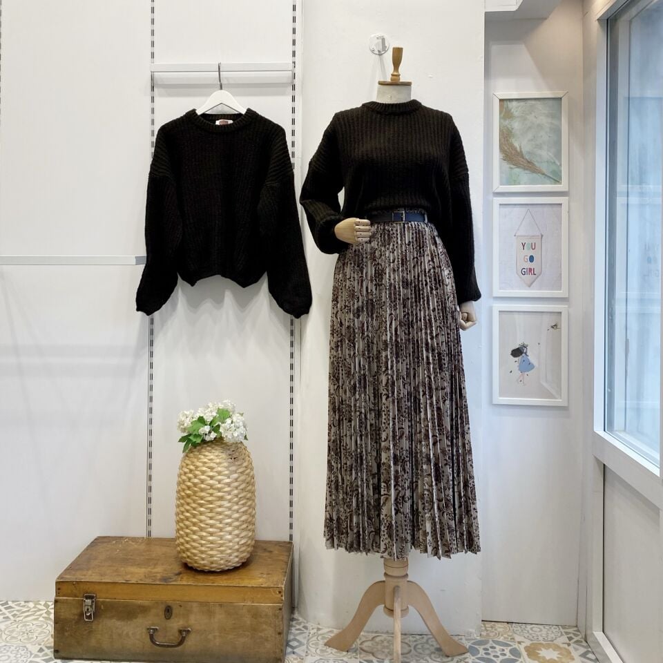 Vizon Çiçek Desenli Kemerli Kadife Etek