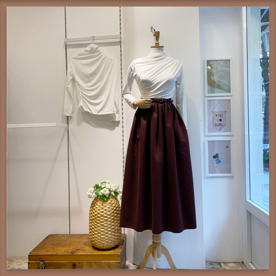 Bordo Pelsa Pileli Etek