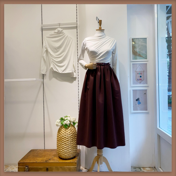 Bordo Pelsa Pileli Etek