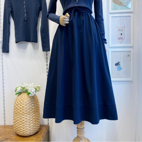 Lacivert Beli Lastikli Zeran Etek