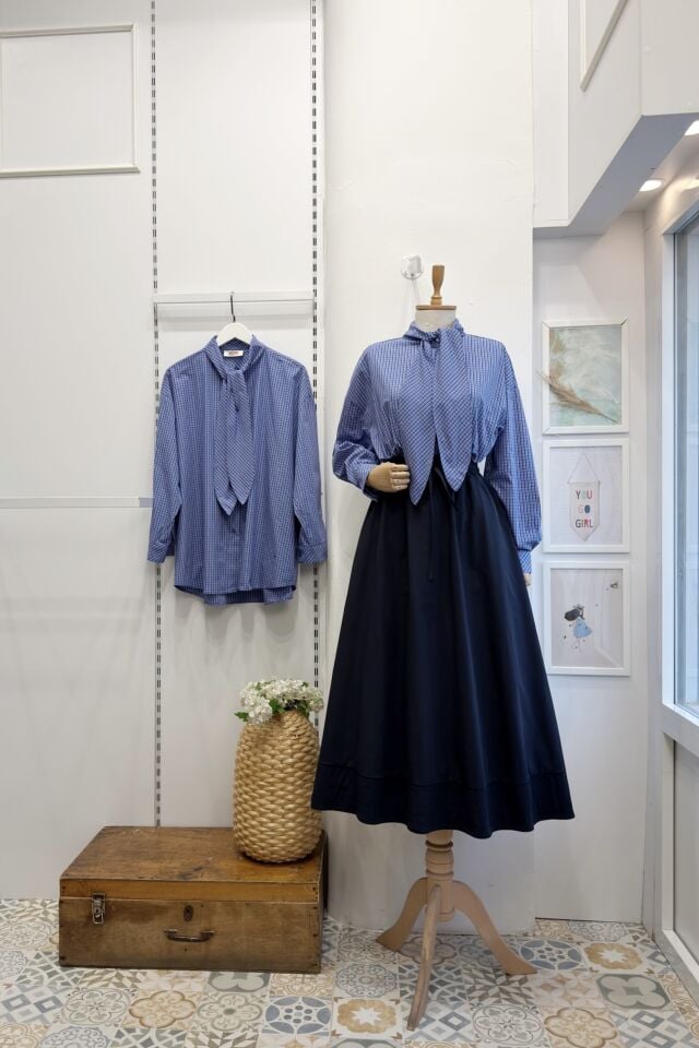 Lacivert Beli Lastikli Zeran Etek