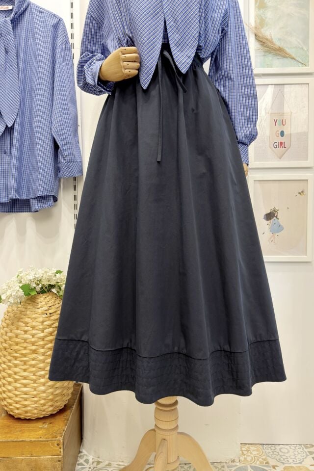 Lacivert Beli Lastikli Zeran Etek