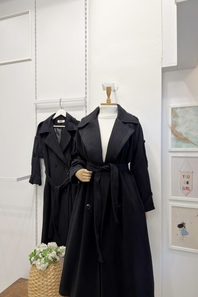 Siyah Harriet Kaşe Kaban