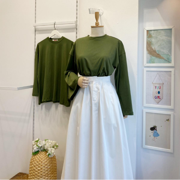 Koyu Yeşil Dökümlü Basic Bluz