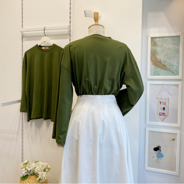 Koyu Yeşil Dökümlü Basic Bluz