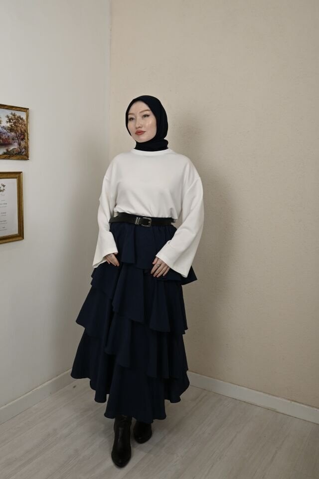 Siyah Sauter Katlı Etek