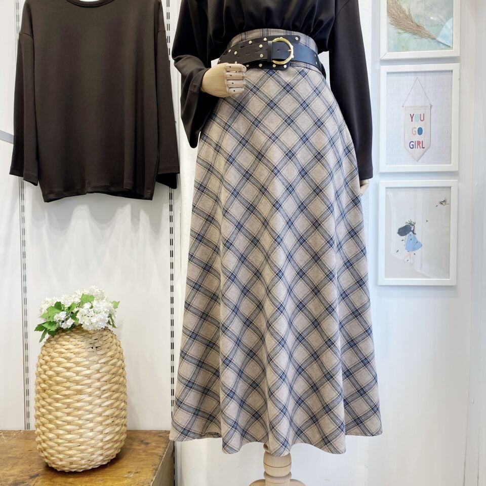 Bohem Kemerli Ekose Desenli Vizon Etek