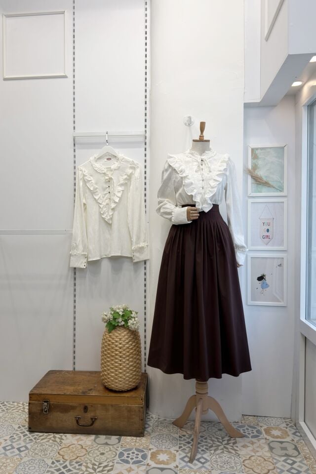 Kahverengi Minik Pileli Poplin Sofia Etek