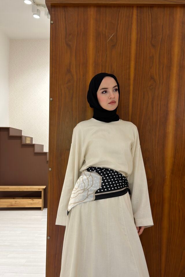 Siyah Gül Desenli Roselle Bel Aksesuarı x Omuz Şalı