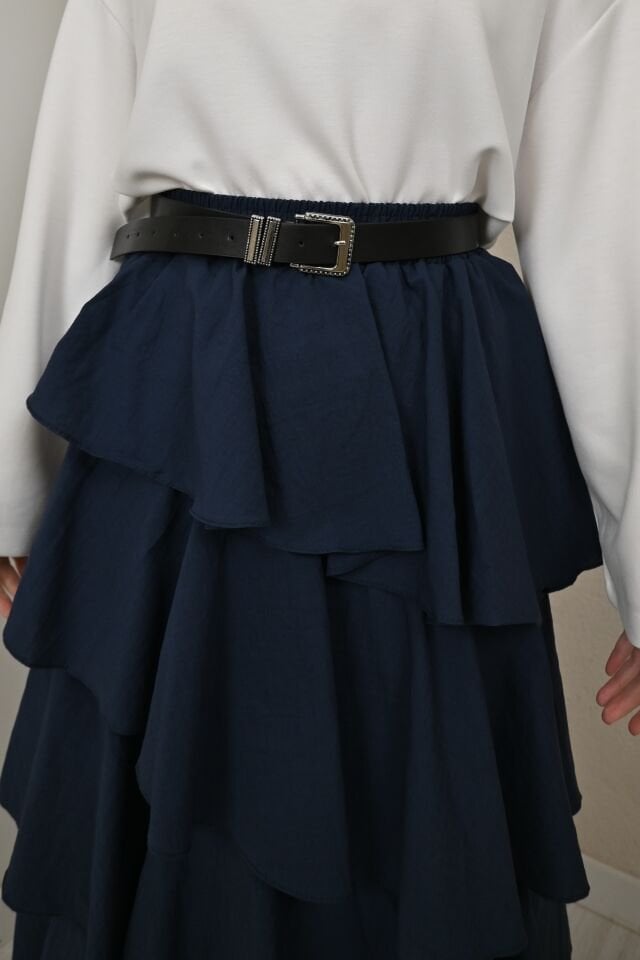 Lacivert Sauter Katlı Etek