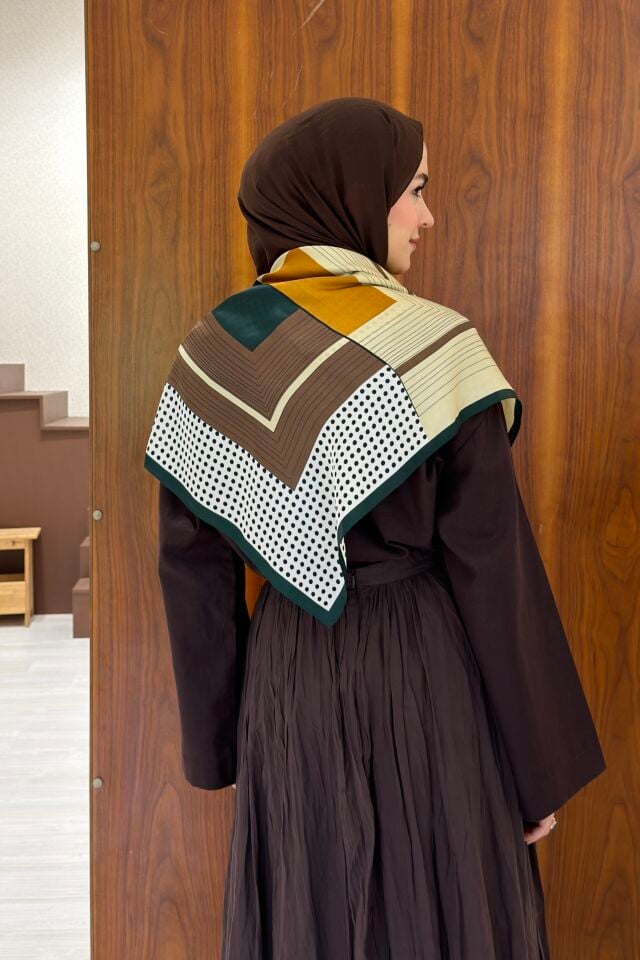 Yeşil Çizgili Vela Desenli Roselle Bel Aksesuarı x Omuz Şalı