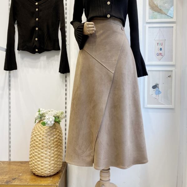 Süet Kumaş Anvelop Model Vizon Etek