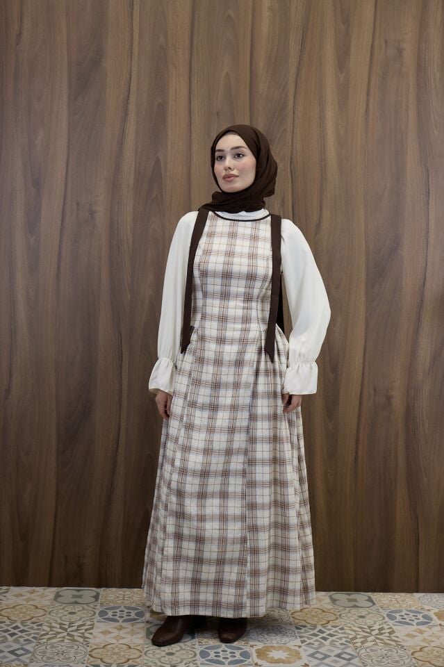 Krem Ekose Desenli Vintage Jile