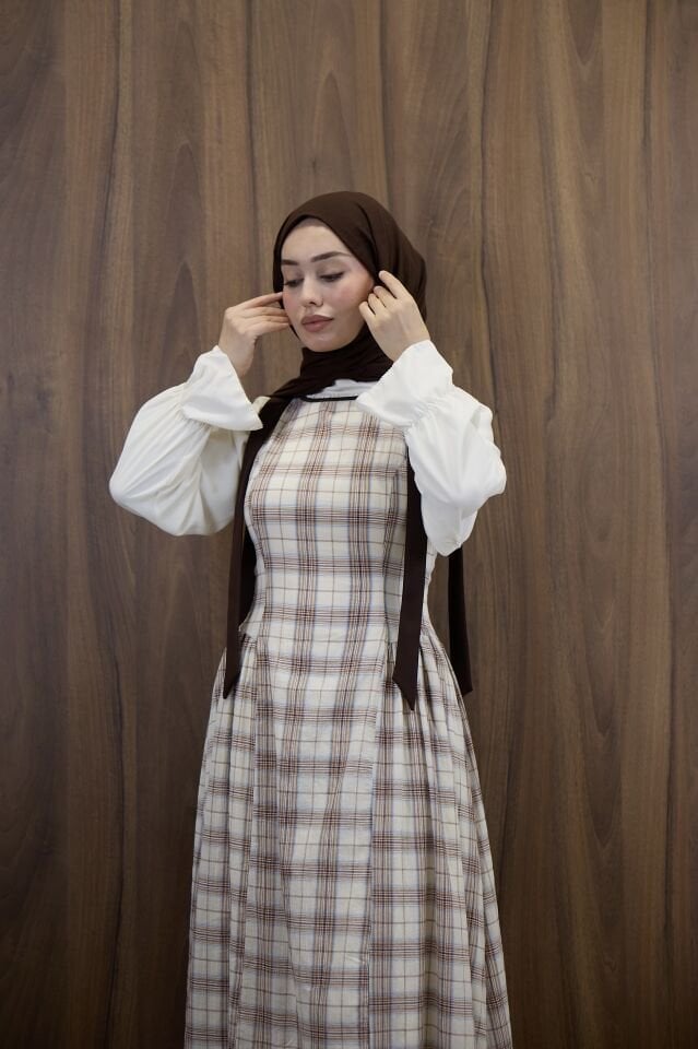 Krem Ekose Desenli Vintage Jile