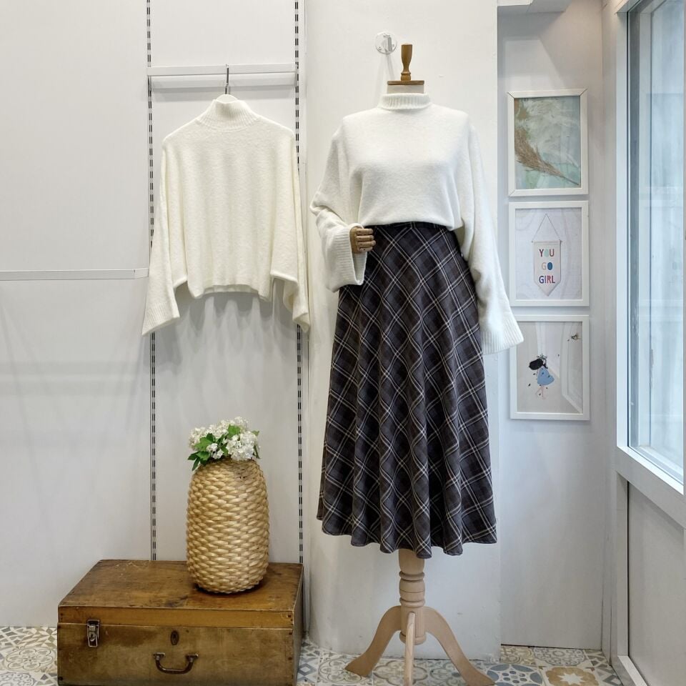 Ekose Desenli Kahverengi İkrain Etek