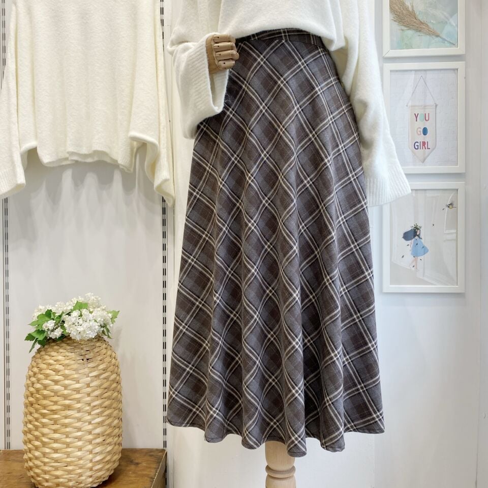 Ekose Desenli Kahverengi İkrain Etek