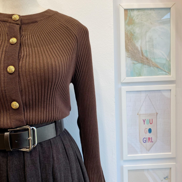 İspanyol kol koyu kahverengi triko hırka