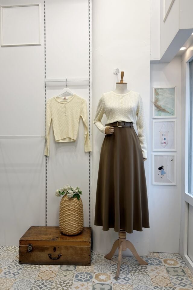 Çağla Yeşili Kemerli Saphire Etek