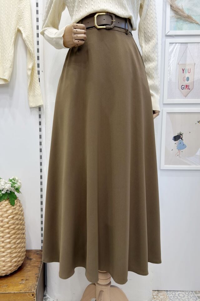 Çağla Yeşili Kemerli Saphire Etek