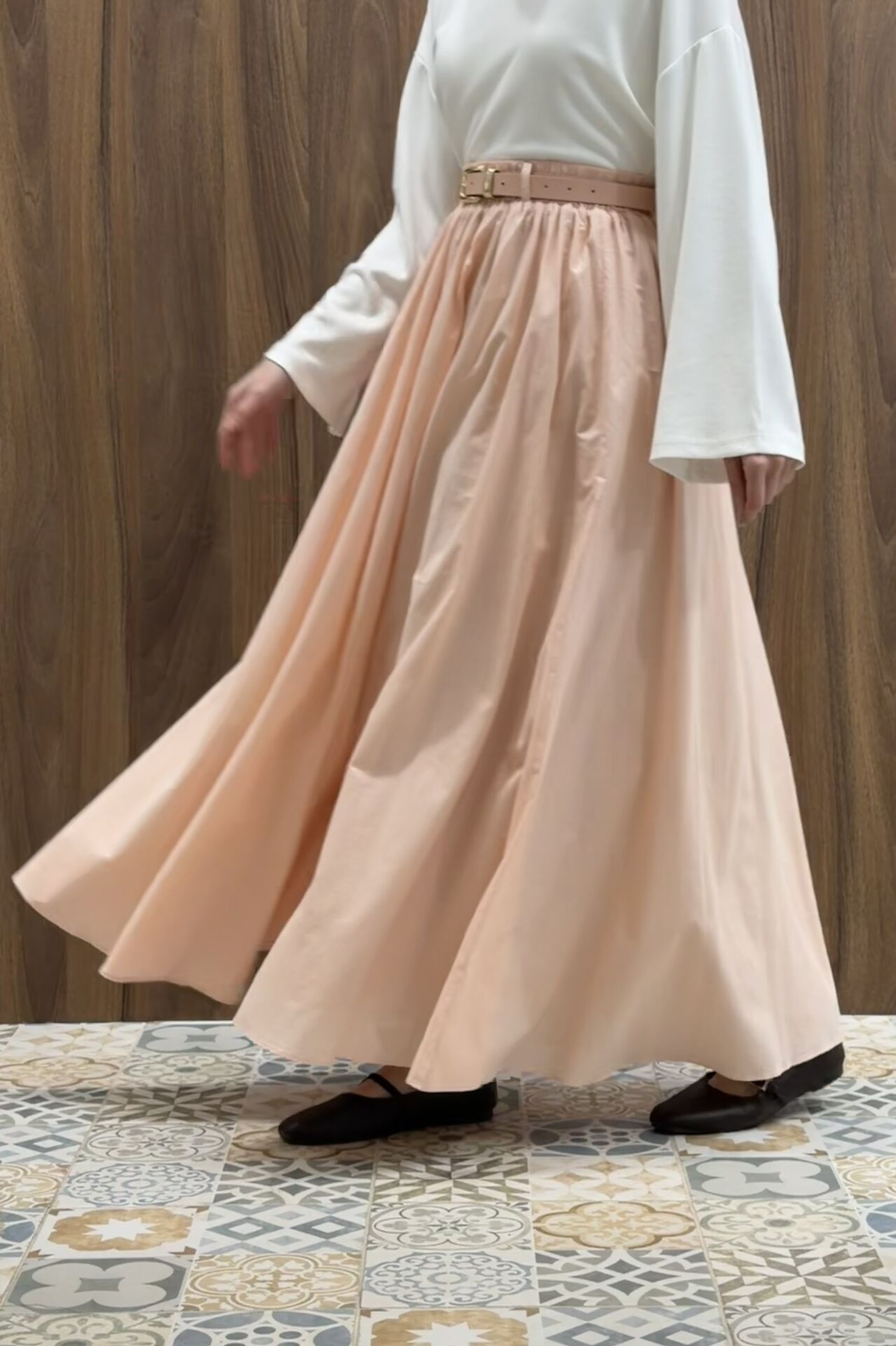 Pembe Ceinture Kemerli Keten Etek (ÖN SİPARİŞ)