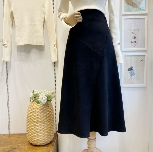 Süet Kumaş Anvelop Model Siyah Etek