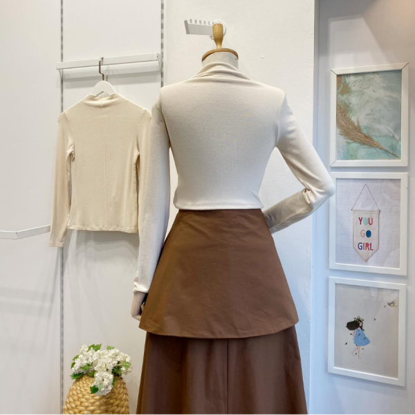 Dikiş Detaylı Vizon Likralı Bluz