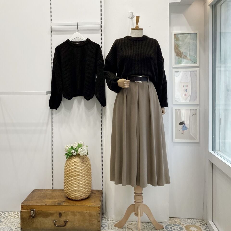 Vizon Pileli Kemer Detaylı Poliviskon Etek