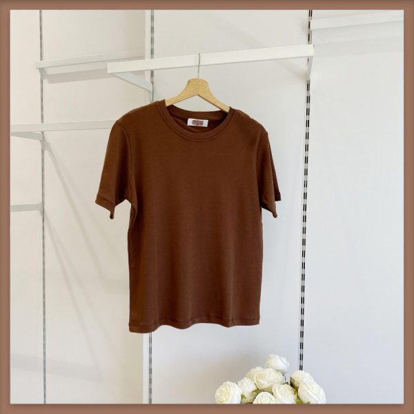 Kahverengi Pamuklu Basic Tshirt