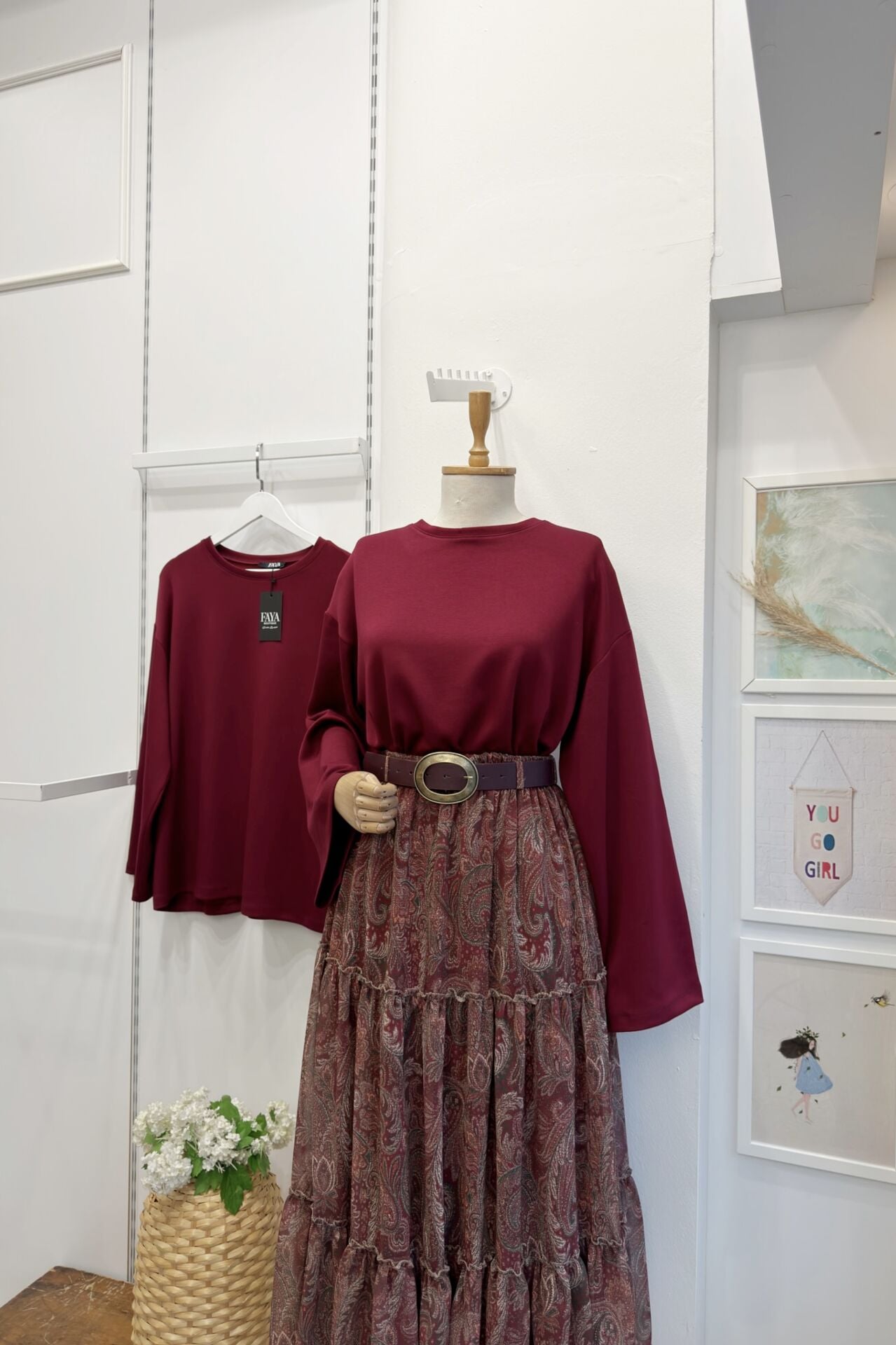 Bordo Osyho Kumaş Bluz