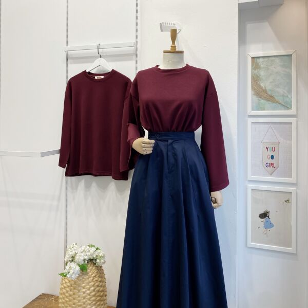 Bordo Osyho Kumaş Bluz