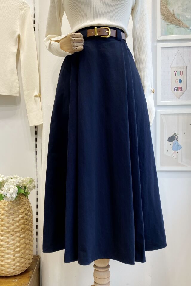 Lacivert Kemerli Arain Etek