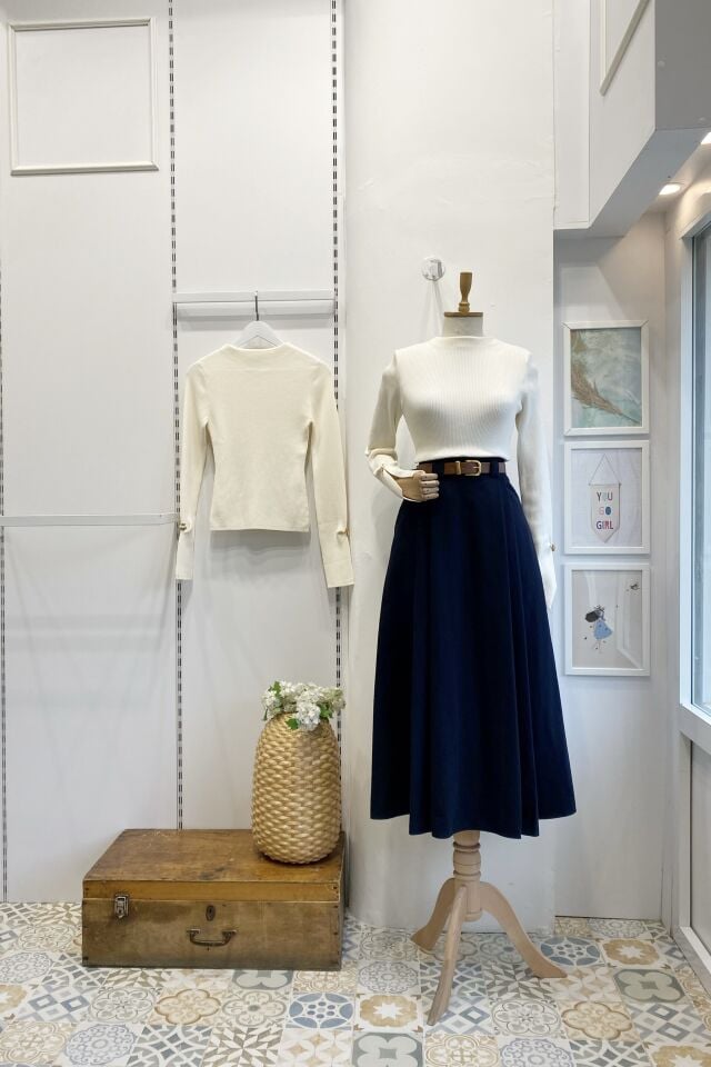 Lacivert Kemerli Arain Etek