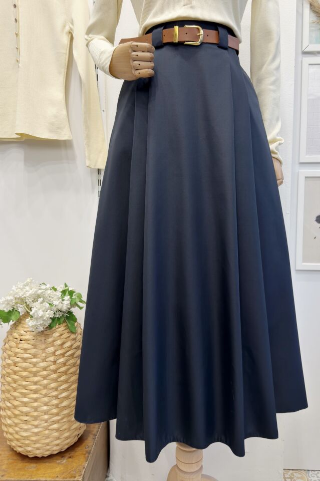 Lacivert Kemerli Arain Etek