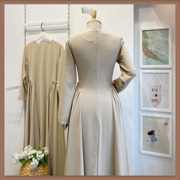 Vizon Bel Detaylı Hira Elbise