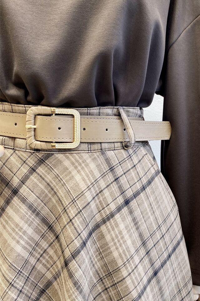 Camel Ekose Desenli Loom Etek