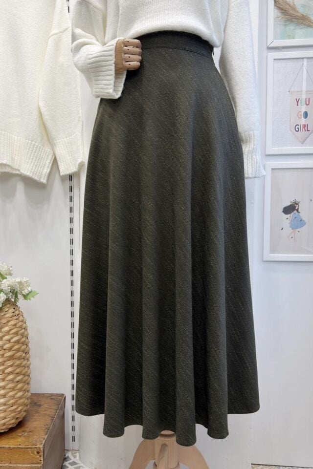 Haki Yeşili Isolde Crep Etek