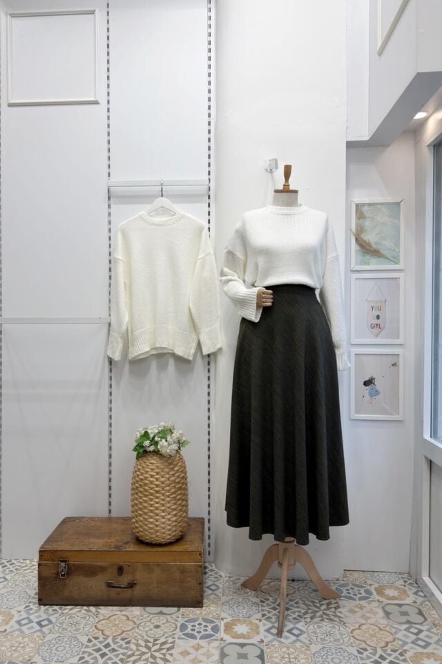 Haki Yeşili Isolde Crep Etek